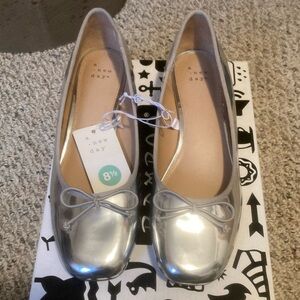 Women's Silver Ballet Flats